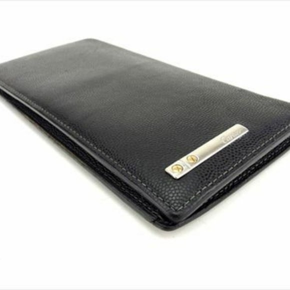 Cartier Wallet Purse Long Wallet Black Silver Mens Authentic Used T7084 - Picture 3 of 9